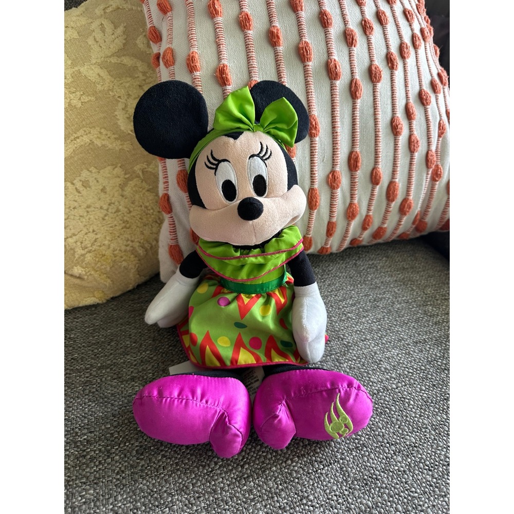 Disney Cruise Line Minnie Mouse Plush Tropical Green Dress Pink Shoes 15 inch
